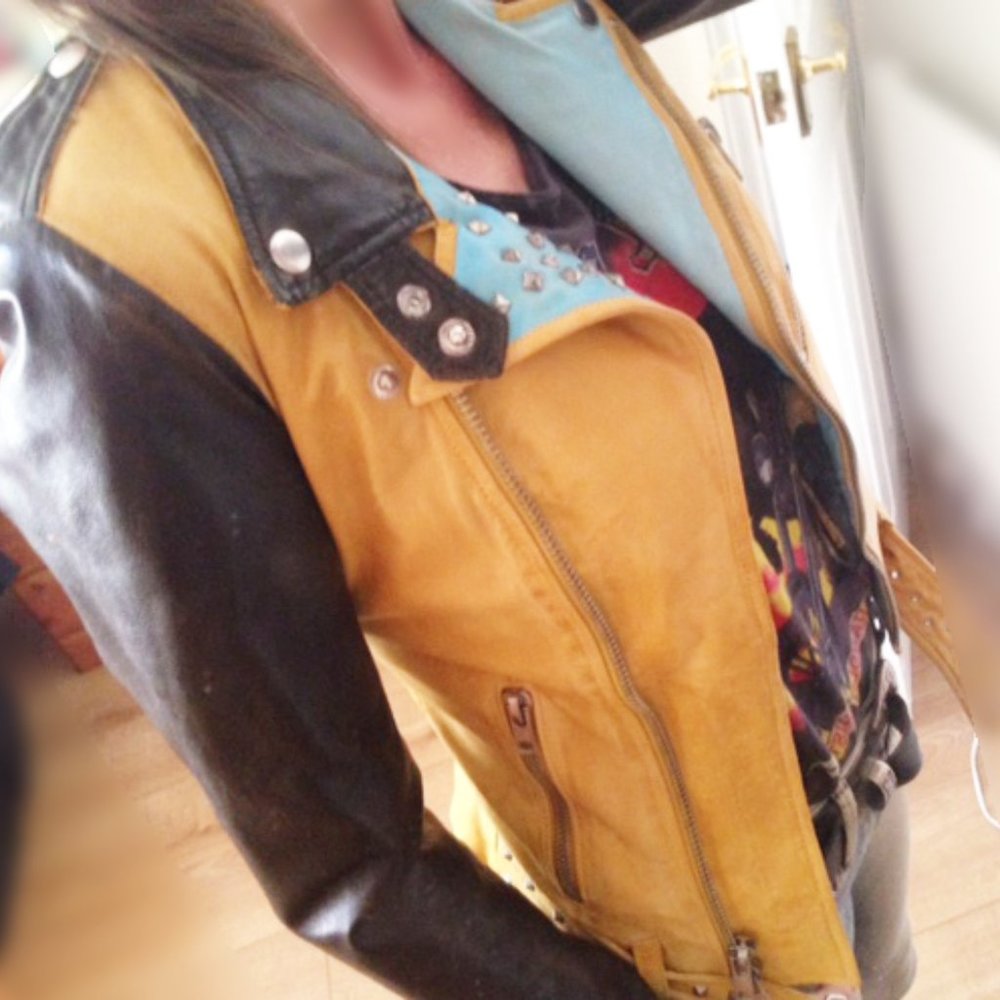 leather jacket biker distressed italian brand - Picture 6 of 10